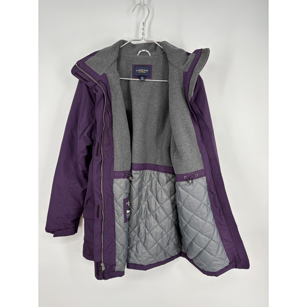 Lands' End Coat Girls M 10-12 Purple The Squall Coat Removable Hood Lined - Picture 4 of 11